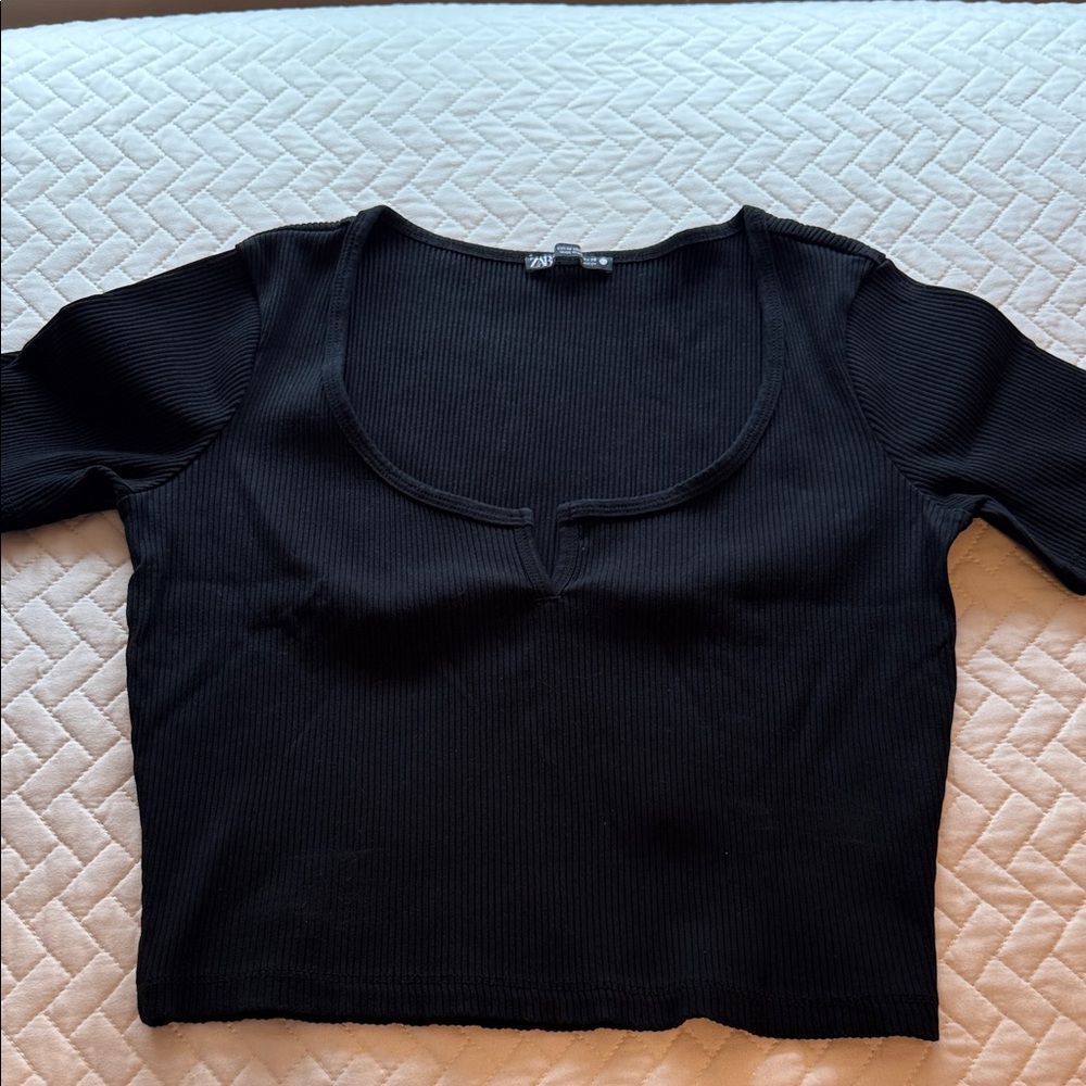 Zara Black Ribbed Bodysuit